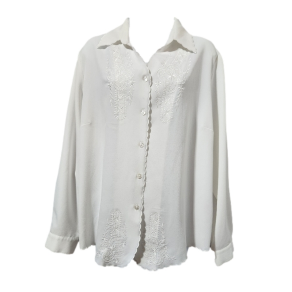 Embroidered white on white blouse